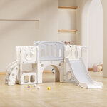 Toboggan pour enfants avec compartiments de rangement jeu modulable compact hdpe blanc