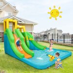 Toboggan gonflable enfants 5 en 1 avec toboggan double parc aquatique charge 159kg pour 3 enfants 3 - ...