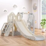 Fortuna lai - toboggan en pp 5 en 1 pour enfant 3 - 8ans, balanoire, toboggan, escalade, espace de rangement, ...