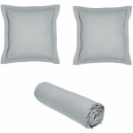 Today - 1 drap housse 90x190 cm coton bio + 2 taies carres gris acier