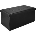 Todeco - banc pliant, ottoman avec espace de stockage, 76 x 38 x 38 cm, noir, finition pique et capitonne, ...