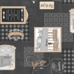 Douceur d'intrieur - toile cire au mtre - largeur 140 cm - bon apptit - fond noir - noir