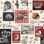 Toile cir�e au m�tre - largeur 140 cm - coffee time - ecru