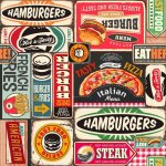 Douceur d'int�rieur - toile cir�e au m�tre - largeur 140 cm - fastfood - multicolore