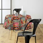 Douceur d'intérieur - toile cirée ronde - diamètre 160 cm - fastfood - multicolore Douceur d'intérieur - toile cirée ronde - diamètre 160 cm - fastfood - multicolore