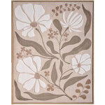 Toile imprim�e fleur  esm�e  40x50cm kaki
