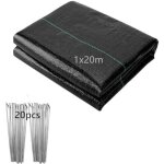 Toile de paillage 1x20m, 20? geotextile anti repousse 90g / m gotextile, bache anti mauvaise herbe, ...