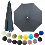 Toile de rechange pour parasol d'ext�rieur � 8 baleines, tissu polyester (250 cm, gris)