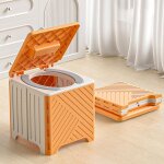 Toilettes portables pour voiture, toilettes pliables avec si�ge rembourr� et 15 sacs, chaise perc�e l�g�re ...