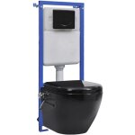 Vidaxl - toilette suspendue et sans bord avec rservoir noir cramique