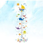 Toise oc�an poissons baleine stickers amovibles mesure centim�tres chambre b�b�
