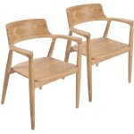 Tokyo - lot de 2 chaises en teck brut recycl� - style scandinave & ethnique - dimensions l53xp61. 2xh76. ...