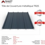 T�le bac acier - toiture - couverture - plaque tr25 coloris gris bleu ral 5008 dimensions 2000x1110x0. ...