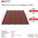 T�le bac acier - toiture - couverture - plaque tr25 coloris rouge terracotta ral 8012 dimensions 2000x1110x0. ...
