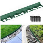 Tolletour 12m bordure de pelouse en plastique, flexible bordure de jardin avec 50 piquets d'ancrage vert ...
