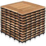 Tolletour set de dalles de terrasse en bois 30 x 30 cm, dalles de sol en bois d'acacia, rev�tement de ...