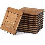 Tolletour set de dalles de terrasse en bois 30 x 30 cm, dalles de sol en bois d'acacia, rev�tement de ...