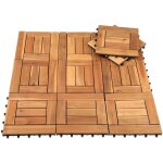 Tolletour set de dalles de terrasse en bois 30 x 30 cm, dalles de sol en bois d'acacia, rev�tement de ...