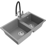 Tomas vier en granit 2 bacs avec robinet de cuisine duo, gris - 6516 - 71 - 671701 - 07 - mexen