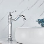 Tonchean - robinet de lavabo mont sur le pont en cuivre antique  poigne unique pour salle de bain, ...