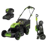Tondeuse autoport�e 48 v 46 cm 3 - en - 1 avec batterie 4 ah ? jusqu'� 500 m� ? greenworks