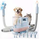 Tondeuse chien avec aspirateur, 7 - en - 1 kit de toilettage pour chiens & chats, 11000pa puissance d?aspirati ...