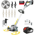 Tondeuse � gazon �lectrique sans fil 2 en 1, coupe - bordures / d�broussailleuse � roue, outil de jardin ...