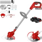 Tondeuse � gazon �lectrique sans fil 21v avec 2 piles, rouge, tondeuse � gazon, outils de jardinage, ...