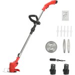 Tondeuse � gazon �lectrique sans fil, 450 w, 18 000 tr / min, 12 v, 2 batteries de 2 000 mah, rouge.