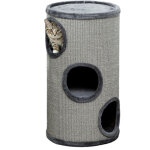 Tonneau � gratter pour chat - pawhut - 3 niveaux - recouvert de peluche - en sisal - � 38 x 70 cm - gris ...