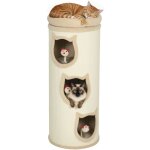 Tonneau � gratter, tour � griffer en sisal et bord en peluche, 3 niveaux avec plate - forme, stable, ...