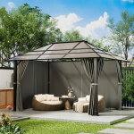 Tonnelle 3 x 4 aluminium imperm�able, stable et r�sistant � l'hiver, avec toit fixe, protection uv, adapt� ...