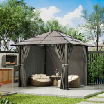 Tonnelle 3 x 3 aluminium imperm�able, stable et r�sistant � l'hiver, avec toit fixe, protection uv, adapt� ...