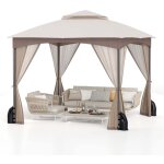 Tonnelle 3x3 m avec moustiquaire et sacs de sable impermeable