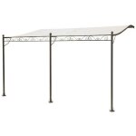 Ose - tonnelle adosse en fer forg - toile beige, polyester 160 g / m - 4 x 3 m