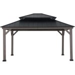Sunjoy - tonnelle en cdre rysi en noir - 390cm x 450cm