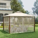 Tonnelle jardin 360x300cm moustiquaire pavillon patio toit 2 niveaux beige cw46689 Tonnelle jardin 360x300cm moustiquaire pavillon patio toit 2 niveaux beige cw46689