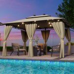 Tonnelle de jardin 3x4 avec �clairage, imperm�able deluxe tonnelle, r�sistant � l'hiver, pergola jardins ...