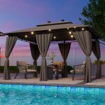 Tonnelle de jardin 3x4 avec �clairage, imperm�able deluxe tonnelle, r�sistant � l'hiver, pergola jardins ...