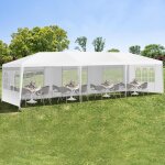 Tonnelle de jardin 3x9m acier, tente de r�ception avec 5 murs amovibles, fen�tre sur c�t�, piquets de ...