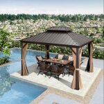 Purple leaf - tonnelle de jardin extrieur pergola aluminium avec moustiquaire et rideaux pavillon de ...