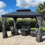 Purple leaf - tonnelle de jardin ext�rieur pergola aluminium avec moustiquaire et rideaux pavillon de ...