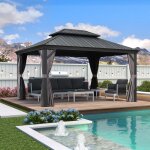 Purple leaf - tonnelle de jardin ext�rieur pergola aluminium avec moustiquaire et rideaux pavillon de ...