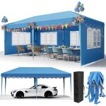 Tonnelle de jardin pop - up 3x6m, barnum pliant extrieur, tente de receptin fte camping, impermable, ...
