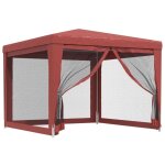 Tonnelle de jardin?tente de f�te avec 4 parois lat�rales en maille rouge 3x3m pehd cfw310778