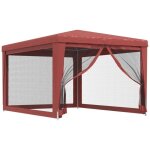 Tonnelle de jardin?tente de f�te avec 4 parois lat�rales en maille rouge 3x4m pehd cfw310778