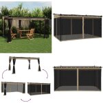 Vidaxl - tonnelle avec parois en filet taupe 4x3 m acier - gazebo - tonnelle de jardin - abri solaire ...