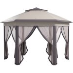 Tonnelle pavillon jardin pliable 405x405x285cm hexagonale, pop - up. double toit, 6 panneaux lat�raux, ...