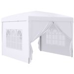 Tonnelle et pergola - 4 parois - fen�tres et protection uv - sac inclus - acier et oxford blanc - 295x295x258c ...