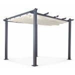 Avril paris - tonnelle / pergola aluminium 3x3m toile coulissante rétractable - gris ecru - hero Avril paris - tonnelle / pergola aluminium 3x3m toile coulissante rétractable - gris ecru - hero